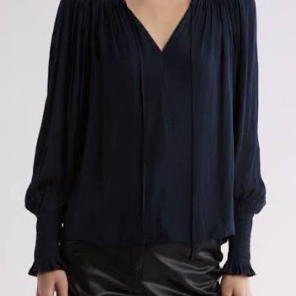 Rebecca Taylor navy satin  blouse